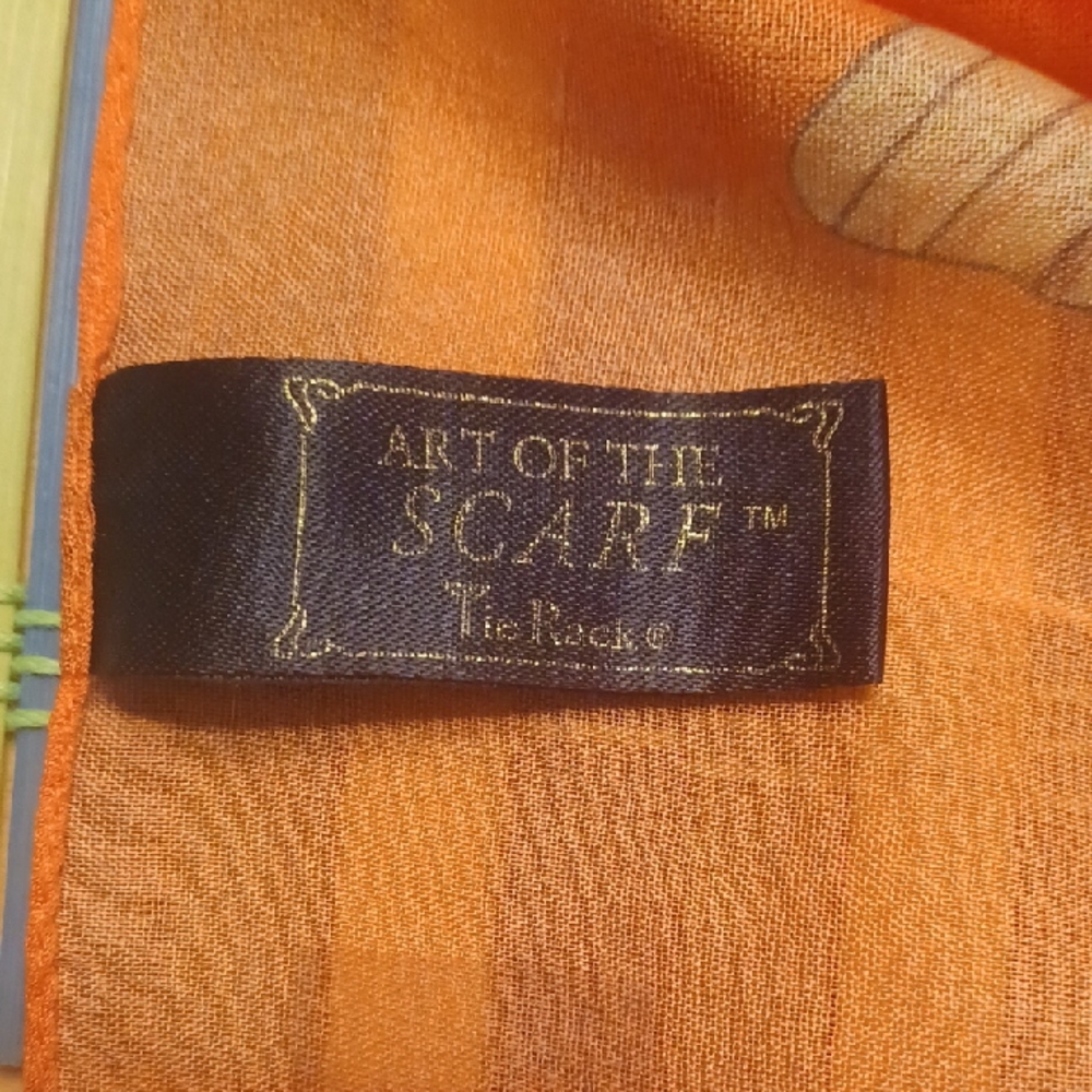 ART OF THE SCARF Tie Rack Orange Butterfly Scarf - Picture 3 of 15